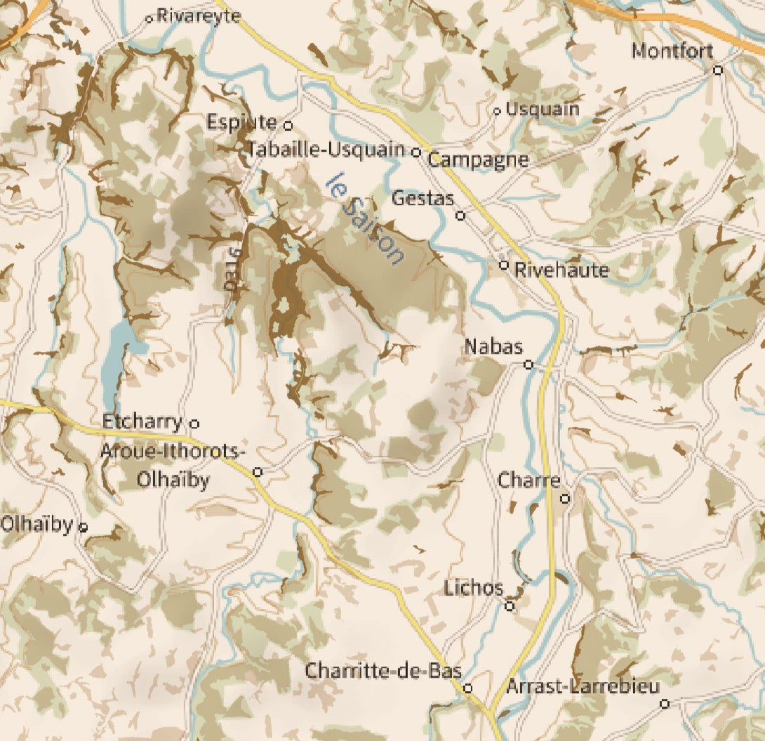 64-Pyrénées Atlantiques Carte des coins à Cèpes