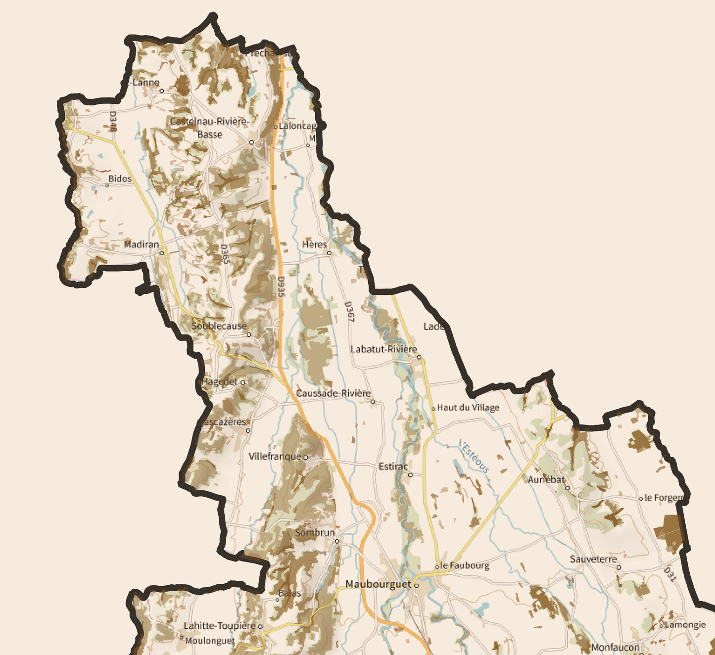 65-Hautes Pyrénées Carte des coins à Cèpes
