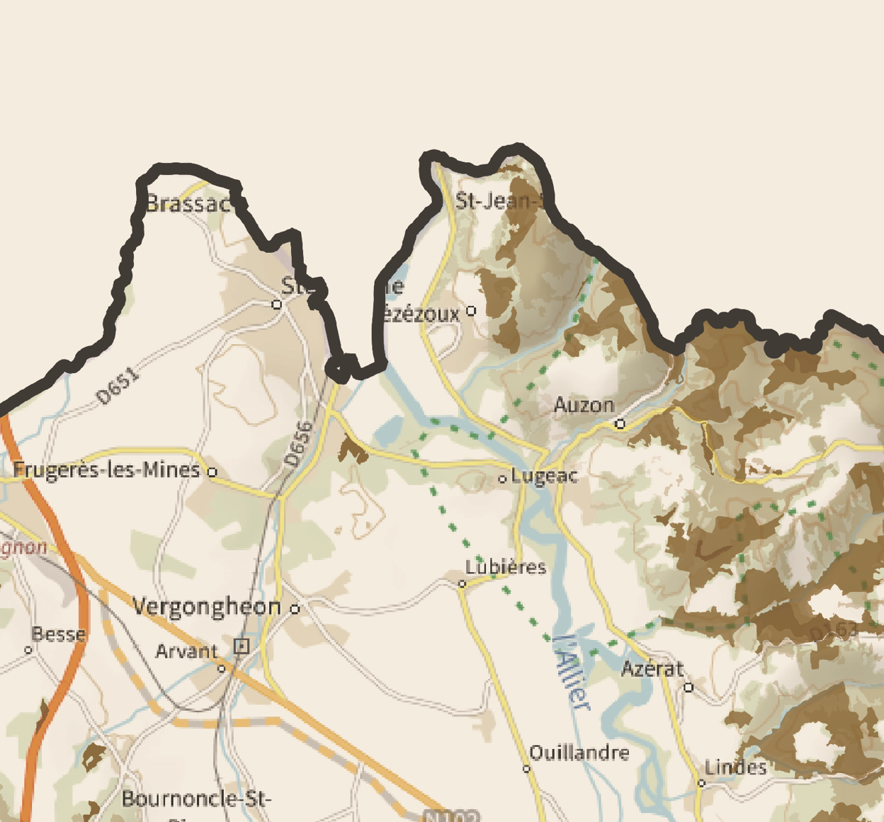 43-Haute Loire Carte des coins à Cèpes