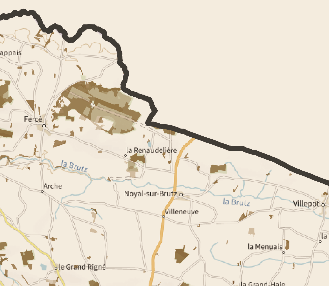44-Loire Atlantique Carte des coins à Cèpes