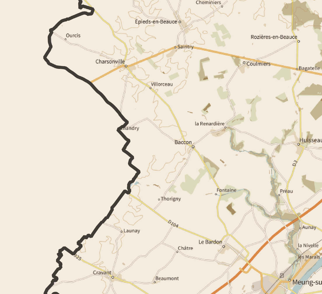45-Loiret Carte des coins à Cèpes