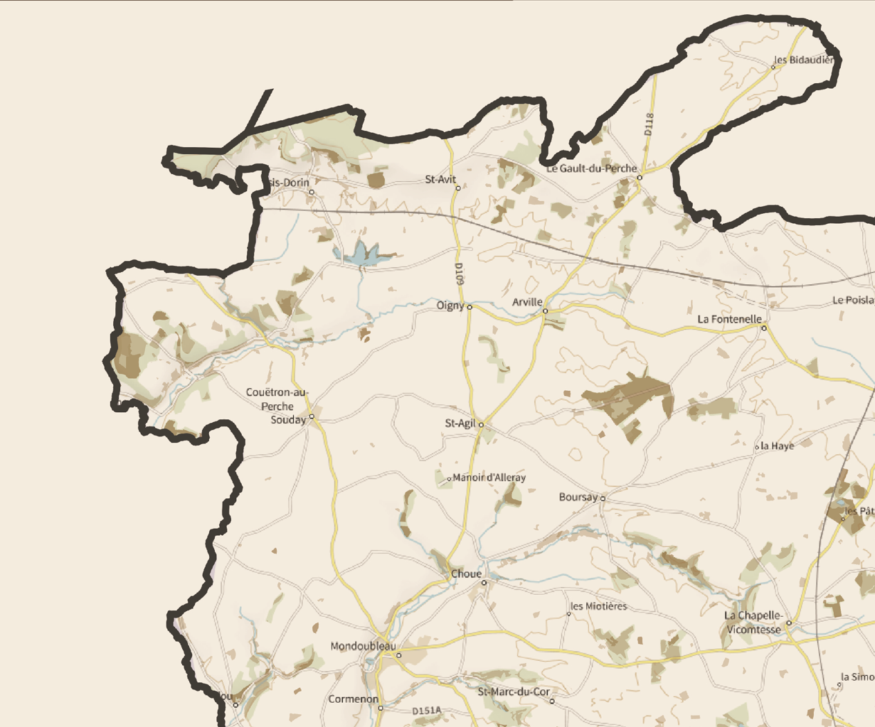 41-Loir et Cher Carte des coins à Cèpes