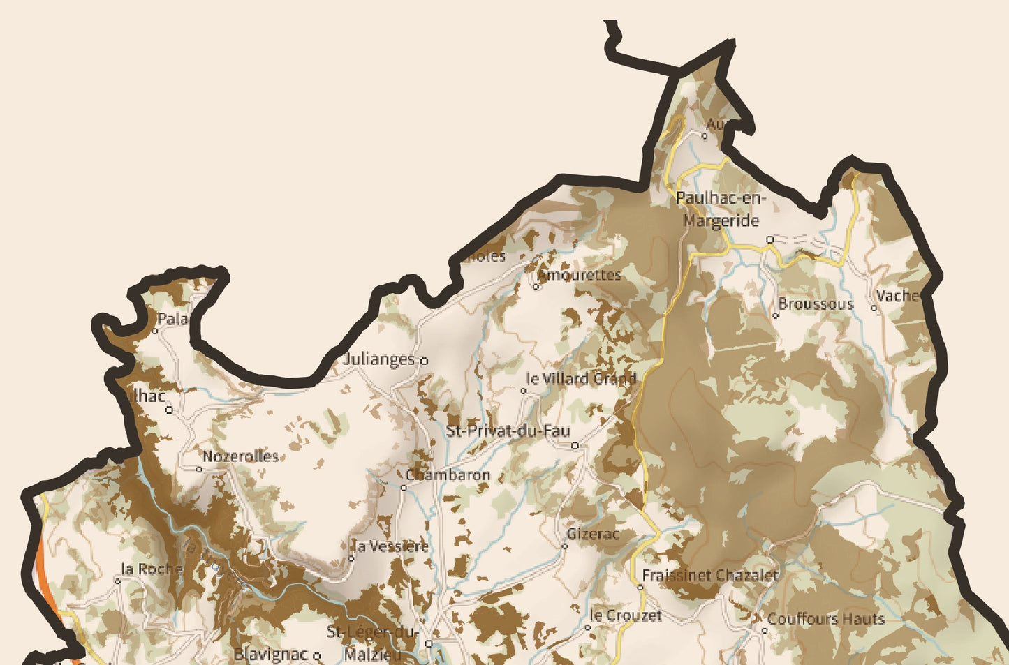 48-Lozère Carte des coins à Cèpes