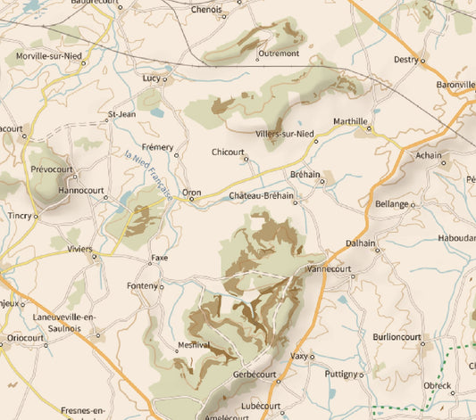 57-Moselle Carte des coins à Cèpes