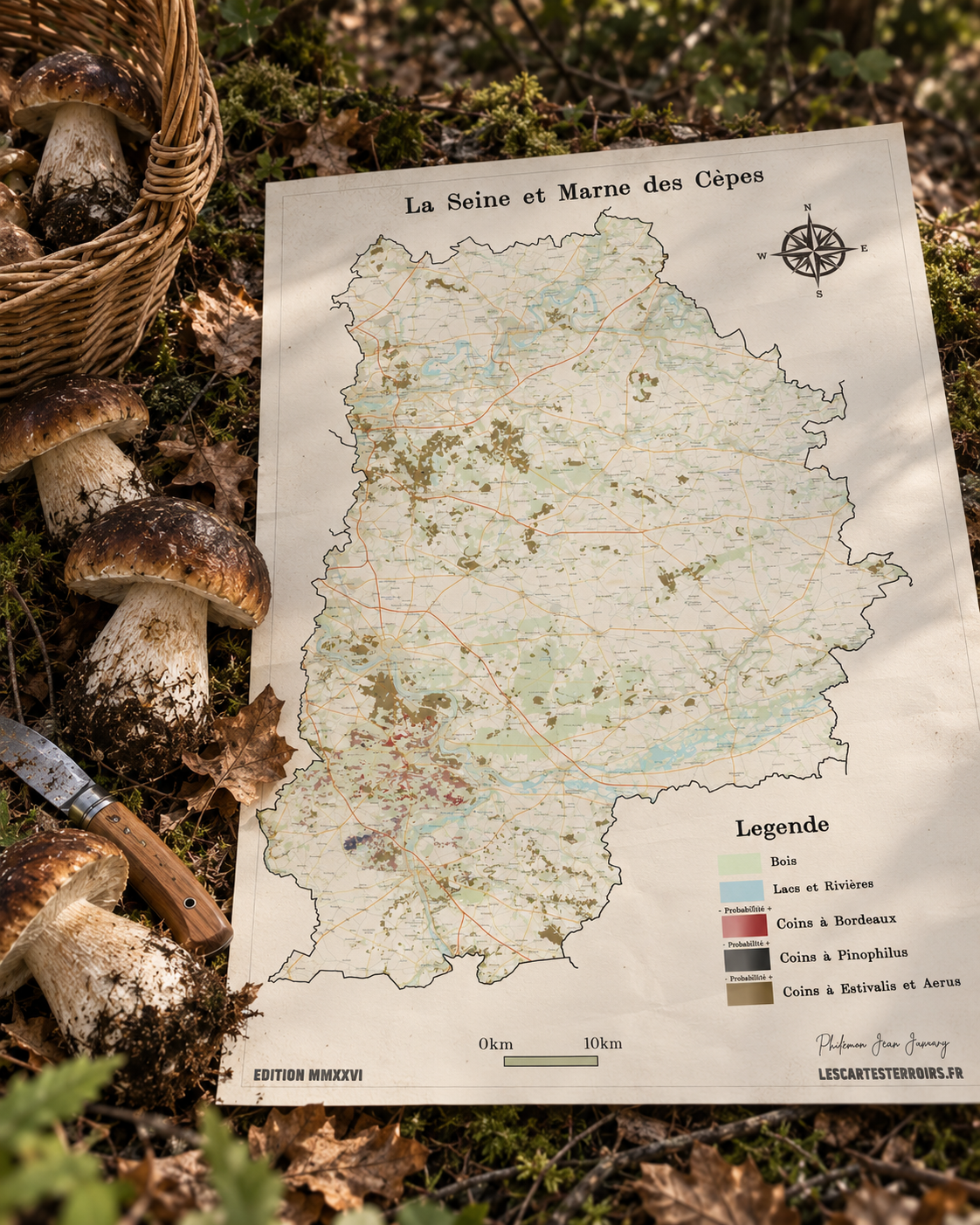 Carte des coins à champignons par département — Les Cartes Terroirs