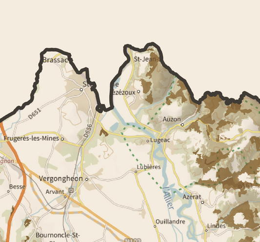 43-Haute Loire Carte des coins à Cèpes