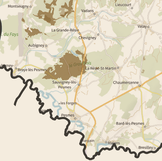 70-Haute-Saône Carte des coins à Cèpes