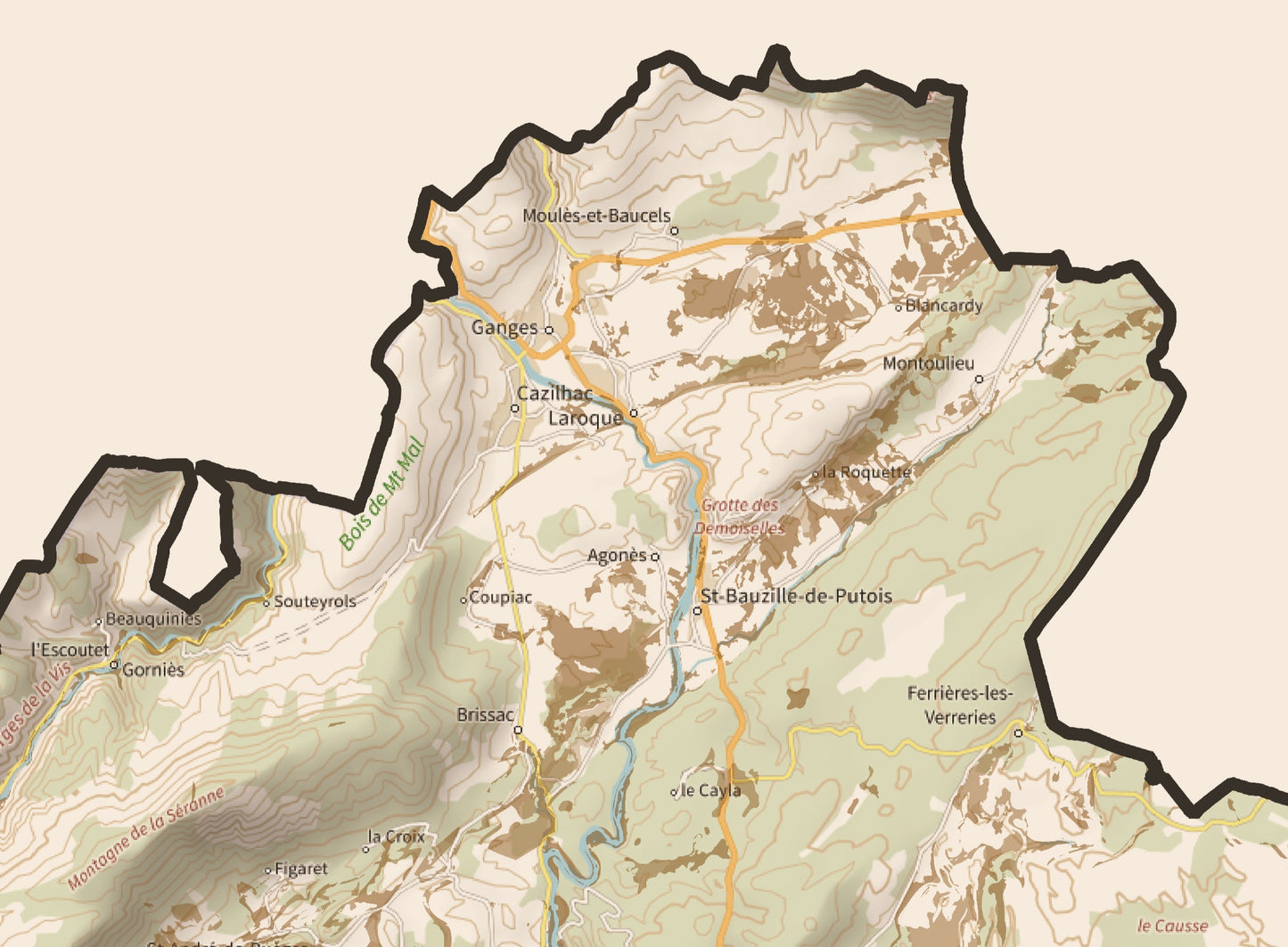 34-Hérault Carte des coins à Cèpes