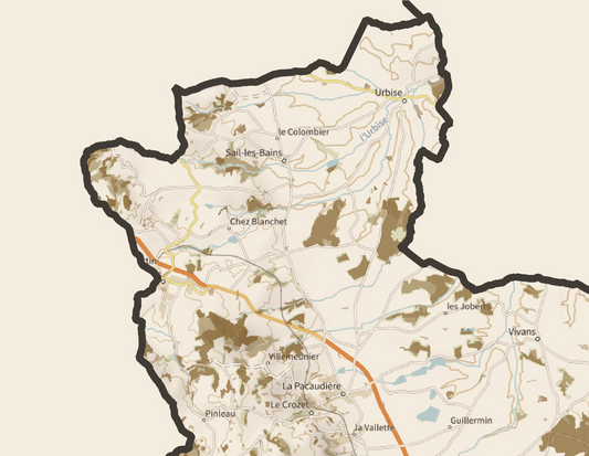 42-Loire Carte des coins à Cèpes